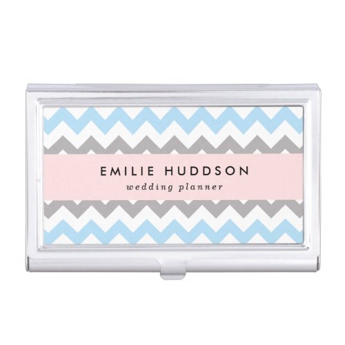 Zigzag Pattern Chevron Pattern Blue Gray Business Card Case