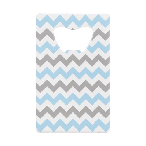 Zigzag Pattern Chevron Pattern Blue Gray Credit Card Bottle Opener