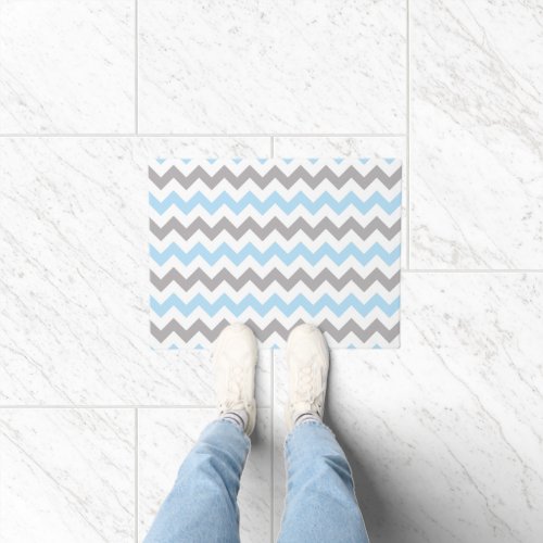 Zigzag Pattern Chevron Pattern Blue Gray Doormat
