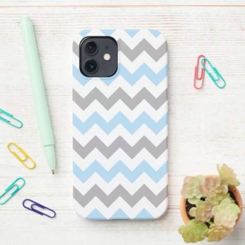 Zigzag Pattern Chevron Pattern Blue Gray iPhone 12 Case