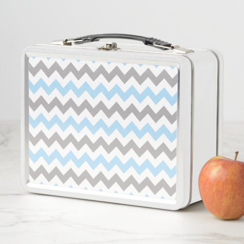 Zigzag Pattern Chevron Pattern Blue Gray Metal Lunch Box