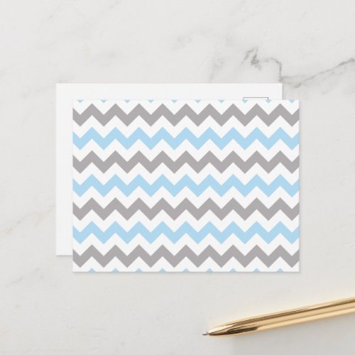 Zigzag Pattern Chevron Pattern Blue Gray Postcard