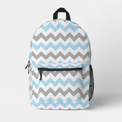 Zigzag Pattern Chevron Pattern Blue Gray Printed Backpack