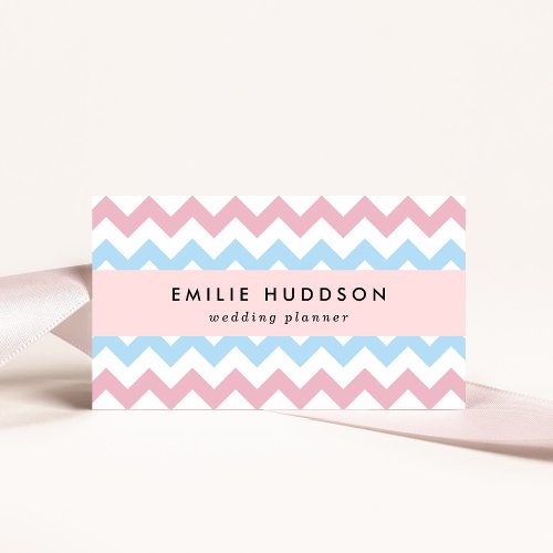 Zigzag Pattern Chevron Pattern Blue Pink Business Card