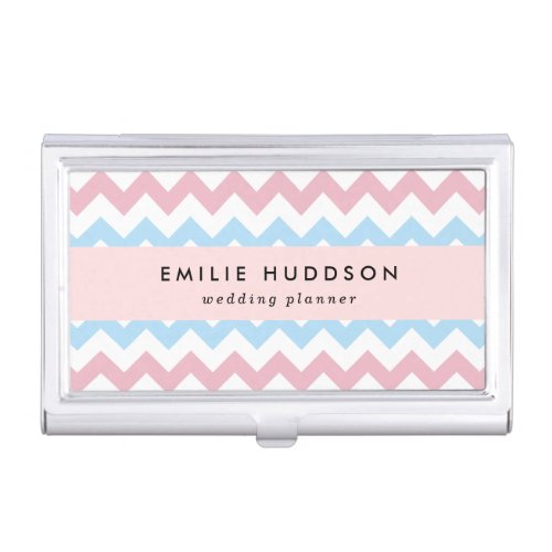 Zigzag Pattern Chevron Pattern Blue Pink Business Card Case