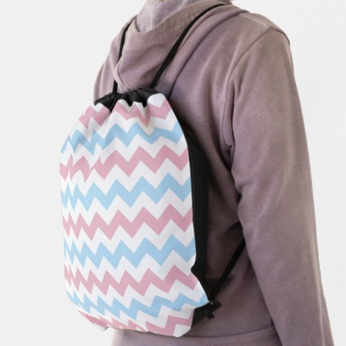 Zigzag Pattern Chevron Pattern Blue Pink Drawstring Bag