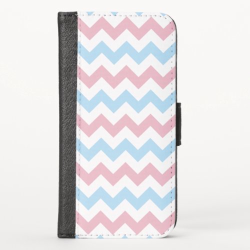 Zigzag Pattern Chevron Pattern Blue Pink iPhone X Wallet Case