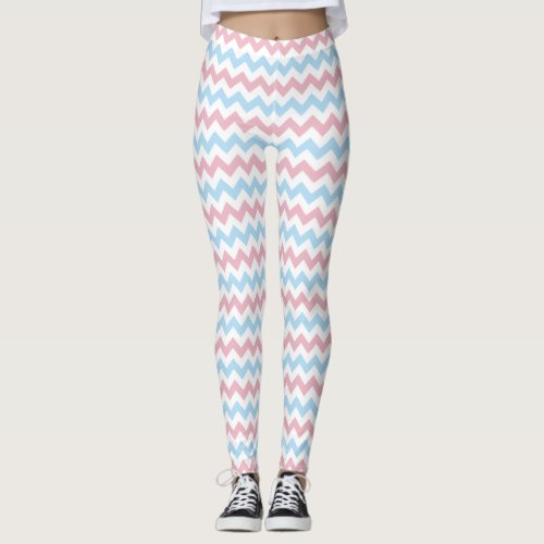 Zigzag Pattern Chevron Pattern Blue Pink Leggings