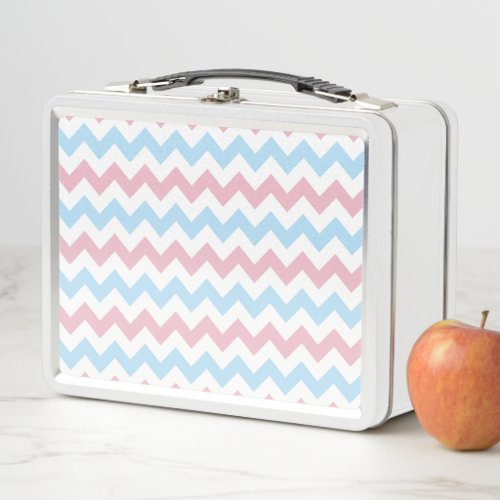 Zigzag Pattern Chevron Pattern Blue Pink Metal Lunch Box