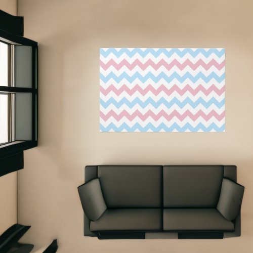 Zigzag Pattern Chevron Pattern Blue Pink Rug