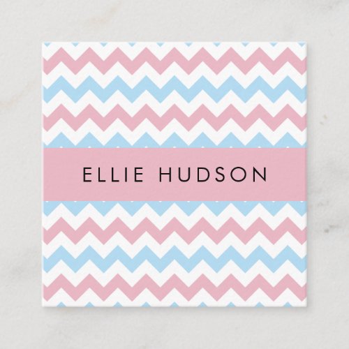 Zigzag Pattern Chevron Pattern Blue Pink Square Business Card