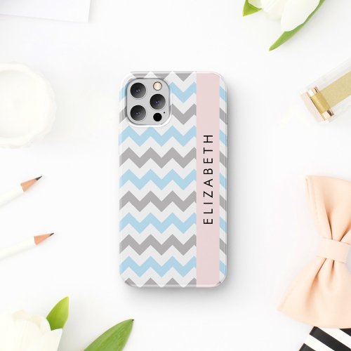 Zigzag Pattern Chevron Pattern Blue Your Name iPhone 12 Pro Case