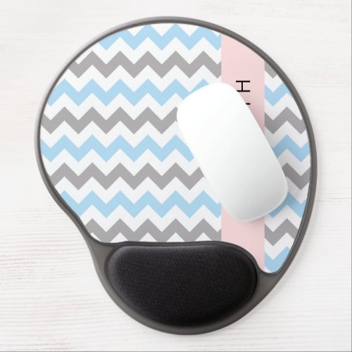 Zigzag Pattern Chevron Pattern Blue Your Name Gel Mouse Pad