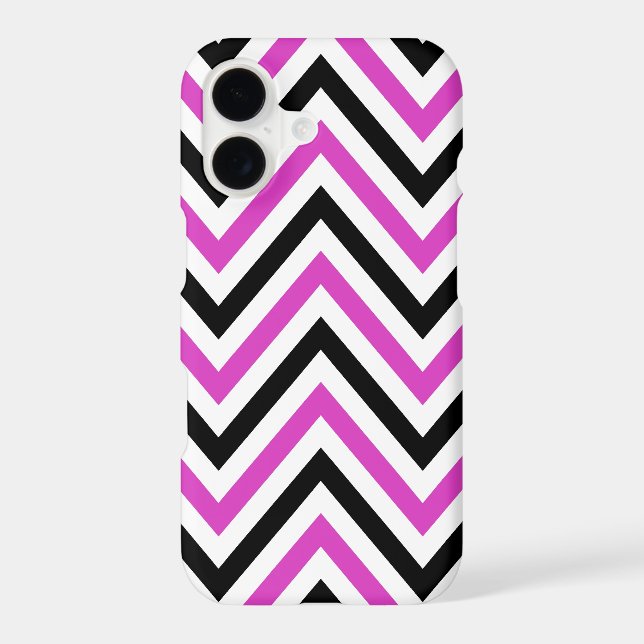Zigzag Pattern, Chevron Pattern, Pink, Black Iphone Case (Back)