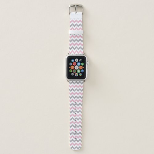 Zigzag Pattern Chevron Pattern Pink Gray Apple Watch Band