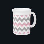 Zigzag Pattern, Chevron Pattern, Pink, Gray Beverage Pitcher<br><div class="desc">Elegant,  stylish and sophisticated zigzag (chevron) pattern in pink,  gray and white color. Modern and trendy gift,  perfect for the zigzag lover in your life.</div>