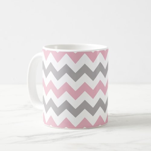 Zigzag Pattern Chevron Pattern Pink Gray Coffee Mug