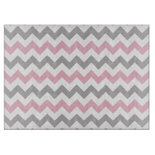 Zigzag Pattern Chevron Pattern Pink Gray Cutting Board