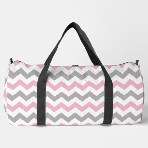 Zigzag Pattern Chevron Pattern Pink Gray Duffle Bag
