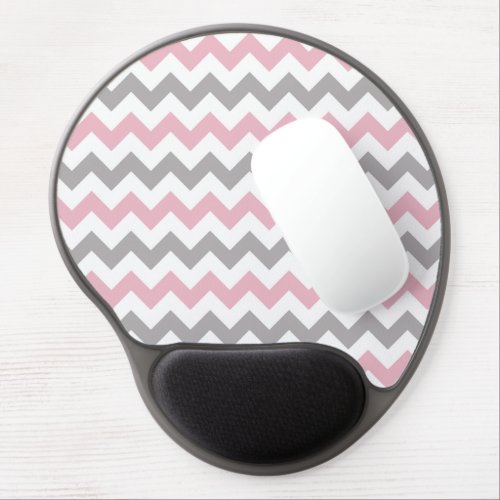 Zigzag Pattern Chevron Pattern Pink Gray Gel Mouse Pad