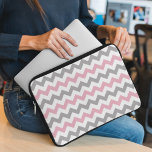 Zigzag Pattern, Chevron Pattern, Pink, Gray Laptop Sleeve<br><div class="desc">Elegant,  stylish and sophisticated zigzag (chevron) pattern in pink,  gray and white color. Modern and trendy gift,  perfect for the zigzag lover in your life.</div>