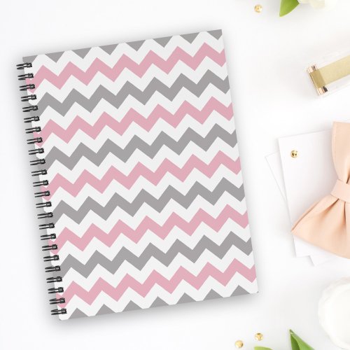 Zigzag Pattern Chevron Pattern Pink Gray Notebook