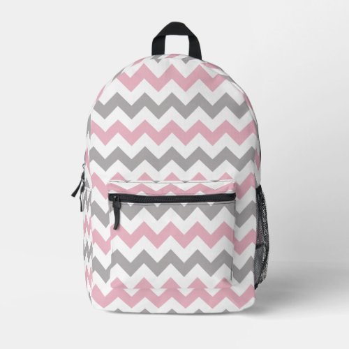 Zigzag Pattern Chevron Pattern Pink Gray Printed Backpack