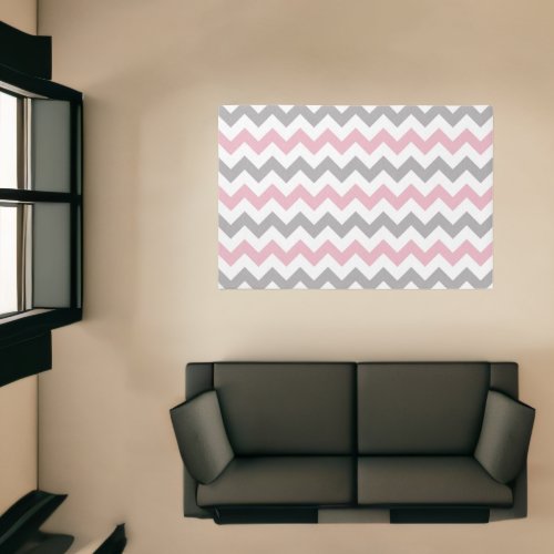 Zigzag Pattern Chevron Pattern Pink Gray Rug