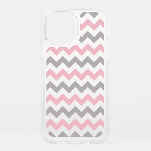 Zigzag Pattern Chevron Pattern Pink Gray Speck iPhone 12 Case