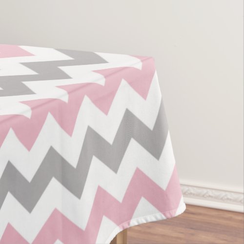 Zigzag Pattern Chevron Pattern Pink Gray Tablecloth