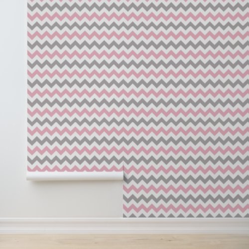 Zigzag Pattern Chevron Pattern Pink Gray Wallpaper