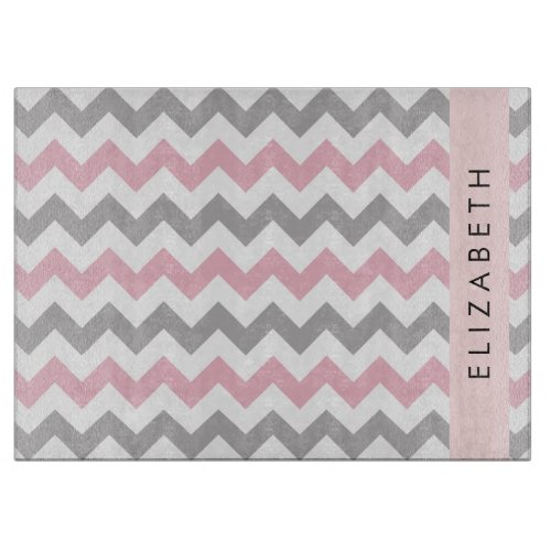 Zigzag Pattern Chevron Pattern Pink Your Name Cutting Board