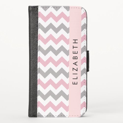 Zigzag Pattern Chevron Pattern Pink Your Name iPhone X Wallet Case