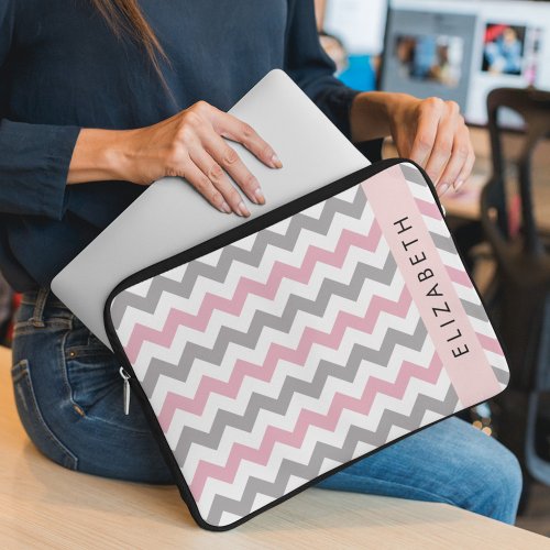 Zigzag Pattern Chevron Pattern Pink Your Name Laptop Sleeve