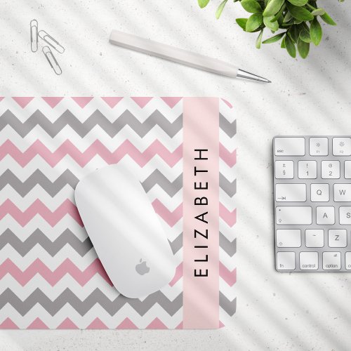 Zigzag Pattern Chevron Pattern Pink Your Name Mouse Pad