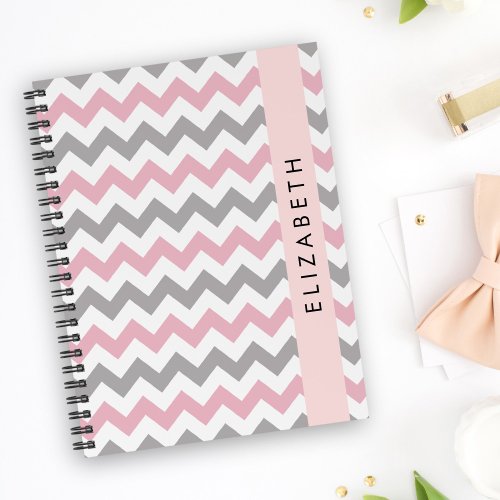 Zigzag Pattern Chevron Pattern Pink Your Name Notebook