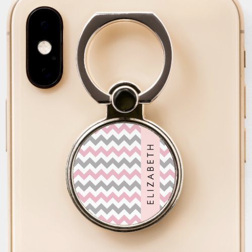 Zigzag Pattern Chevron Pattern Pink Your Name Phone Ring Stand