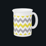 Zigzag Pattern, Chevron Pattern, Yellow, Gray Beverage Pitcher<br><div class="desc">Elegant,  stylish and sophisticated zigzag (chevron) pattern in yellow,  gray and white color. Modern and trendy gift,  perfect for the zigzag lover in your life.</div>