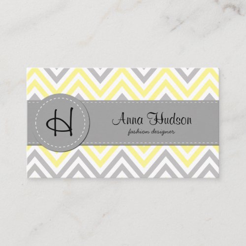 Zigzag Pattern Chevron Pattern Yellow Gray Business Card