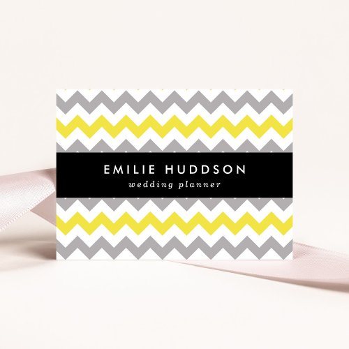 Zigzag Pattern Chevron Pattern Yellow Gray Business Card