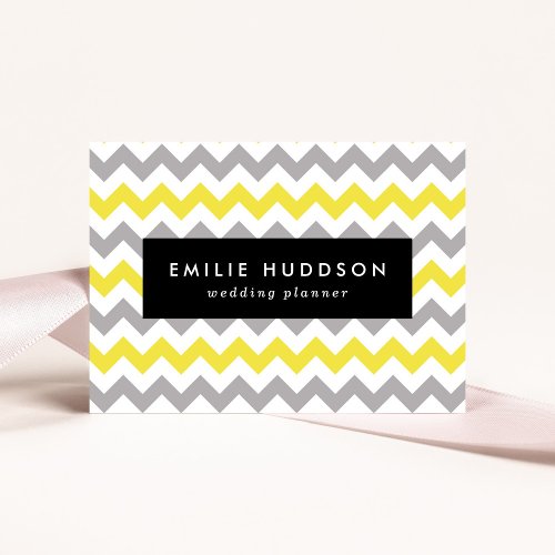 Zigzag Pattern Chevron Pattern Yellow Gray Business Card