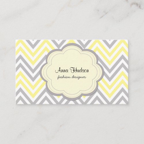 Zigzag Pattern Chevron Pattern Yellow Gray Business Card