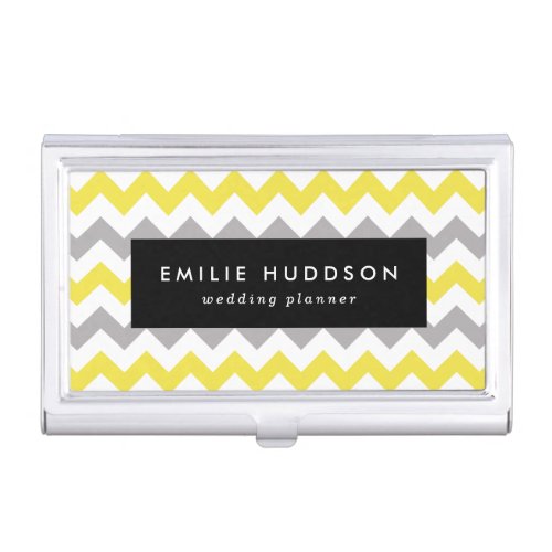 Zigzag Pattern Chevron Pattern Yellow Gray Business Card Case