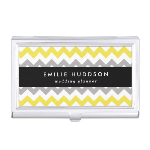 Zigzag Pattern Chevron Pattern Yellow Gray Business Card Case