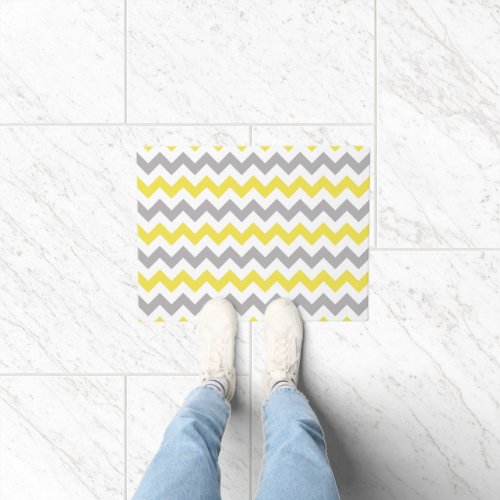 Zigzag Pattern Chevron Pattern Yellow Gray Doormat