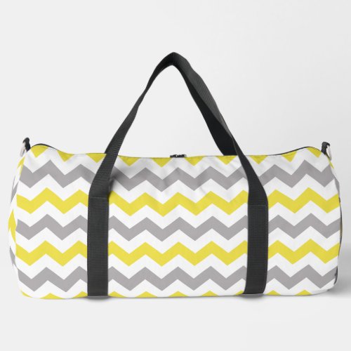 Zigzag Pattern Chevron Pattern Yellow Gray Duffle Bag