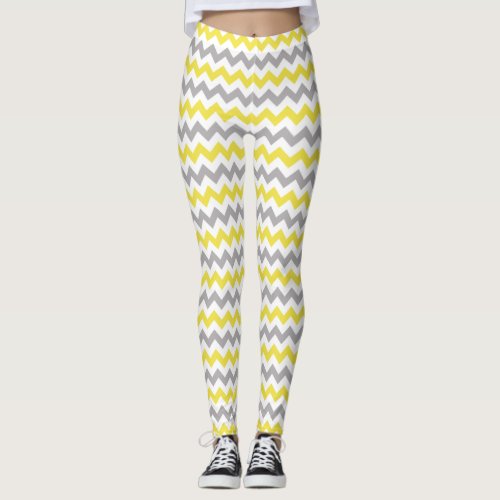 Zigzag Pattern Chevron Pattern Yellow Gray Leggings