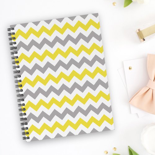 Zigzag Pattern Chevron Pattern Yellow Gray Notebook