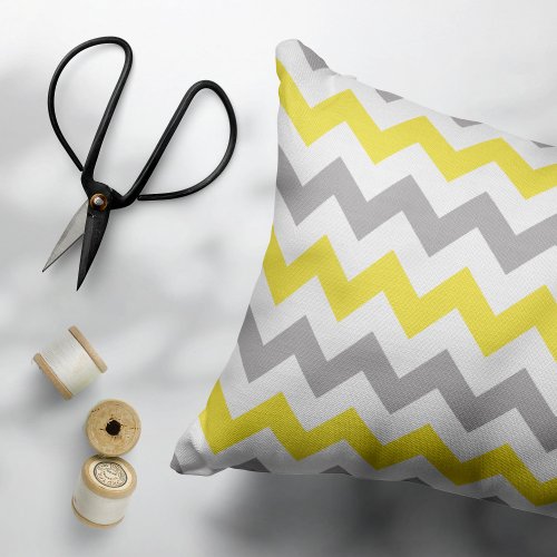 Zigzag Pattern Chevron Pattern Yellow Gray Pillow Case