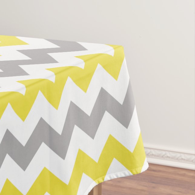 Zigzag Pattern, Chevron Pattern, Yellow, Gray Tablecloth (In Situ)